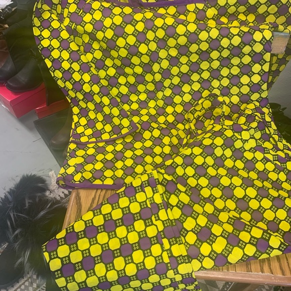 Africana prong Top/pant drawstring yellow royal purple - Picture 4 of 10